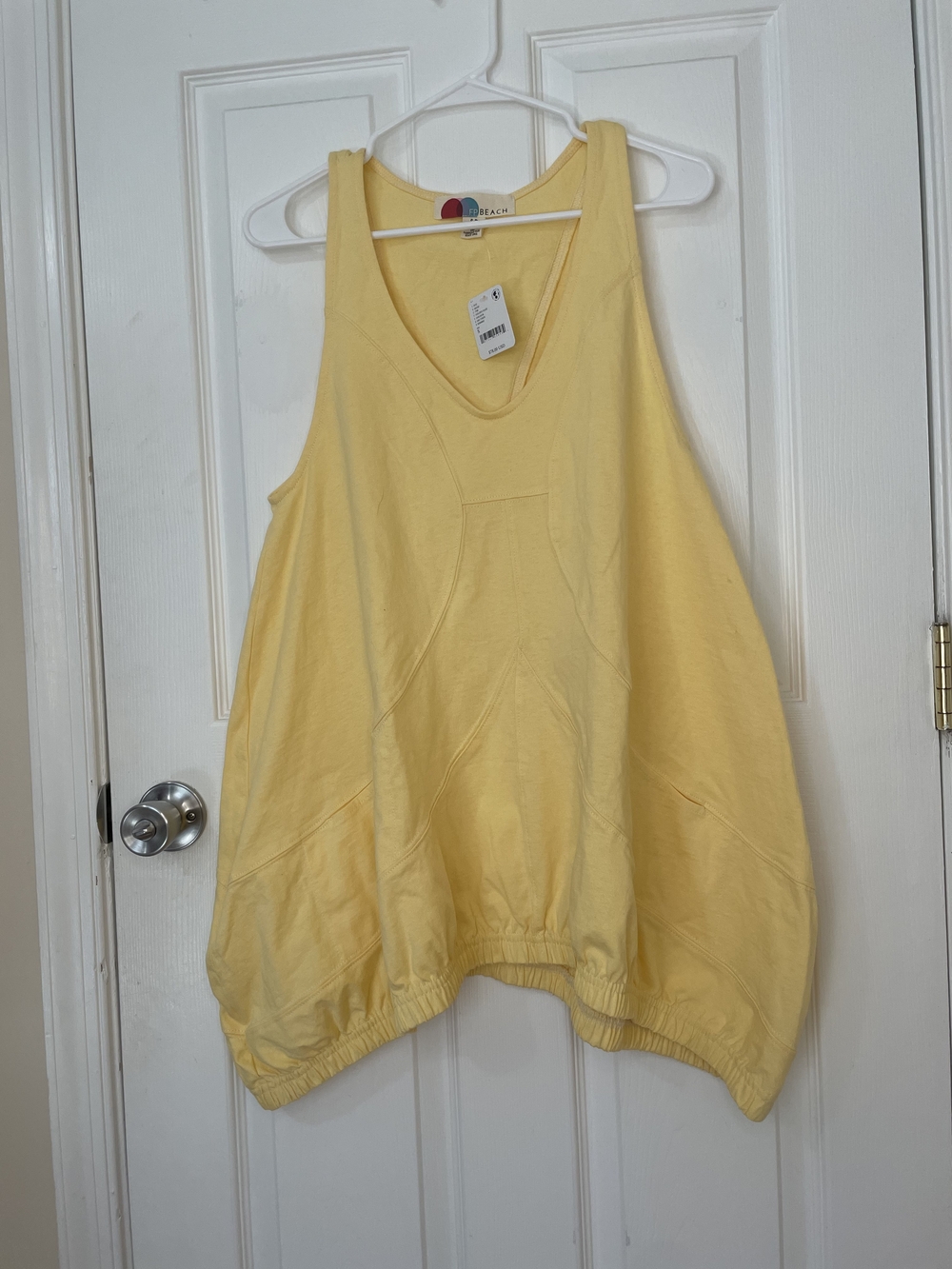 Free People Pale Yellow V-Neck Tank Size SP